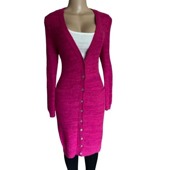 Anthropology pilcro Classic Longline Cardigan In Pink. - Picture 3 of 9